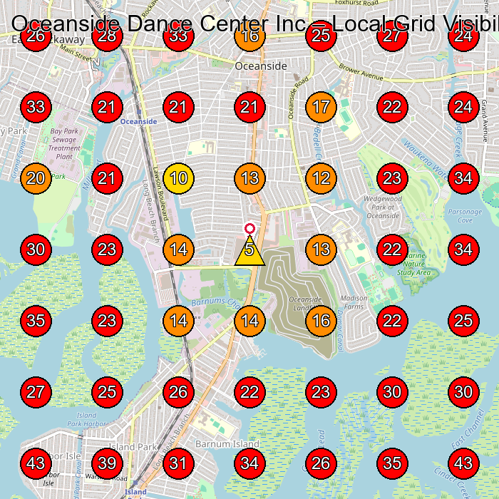 Oceanside Dance Center Inc GeoGrid visibility map for Dance School in Long Beach